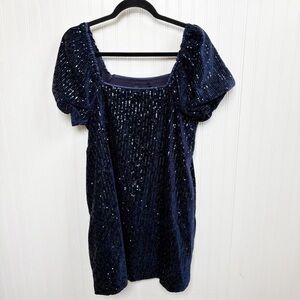 Jacquie the Label Navy Blue Velvet & Sequin Badydoll Dress Size Small NEW